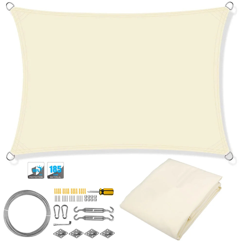 Voile d'Ombrage Rectangulaire avec Kit Fixation