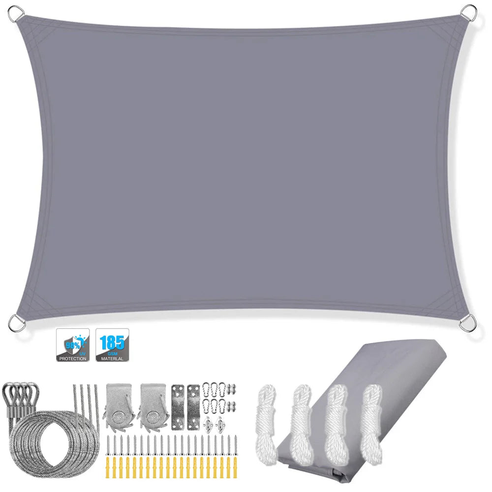 Voile d'Ombrage Rectangulaire avec Kit Fixation